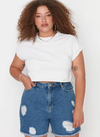Ripped Denim Shorts