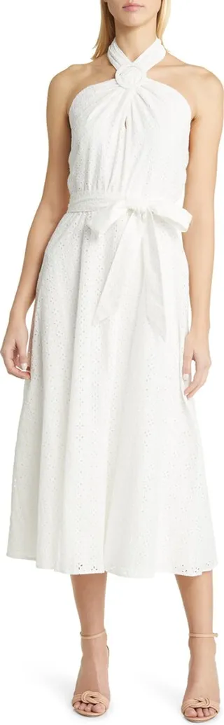 Eyelet Embroidery Halter Dress
