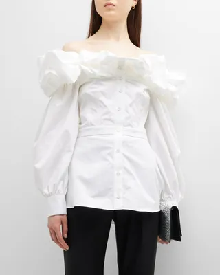 Off-the-Shoulder Ruffle-Trim Top