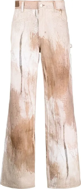 Abstract-Print Loose-Cut Jeans