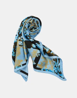 Floral Frost Toile L Beam Silk Scarf