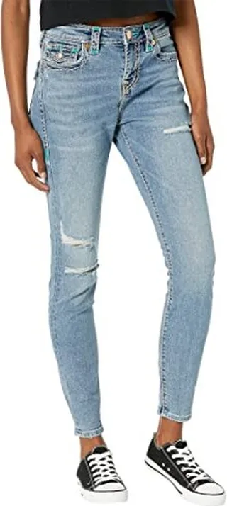 True Religion womens Jennie Mr Skinny Super T Flap Jeans