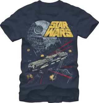 Men's Star Wars Millennium Falcon Battle T-Shirt - Navy Blue - X Large