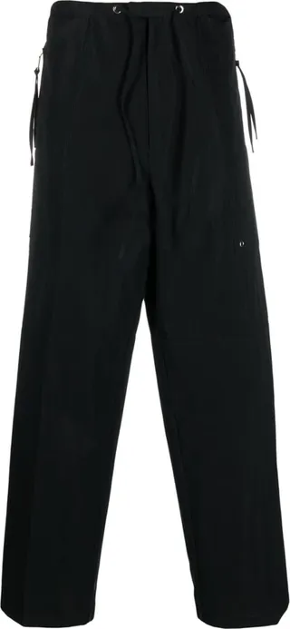 Logo-Patch Tie-Fastening Wide-Leg Trousers