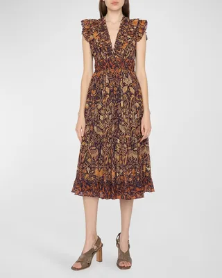 Samara Ruffle Sleeveless Midi Dress