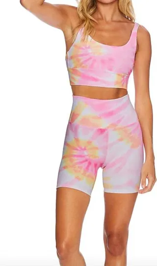 Ribbed Bike Short in Sunrise Tie Dye