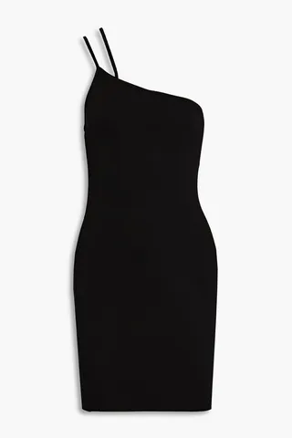 One-shoulder ribbed jersey mini dress