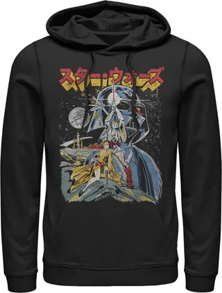 Men's Star Wars Retro Darth Vader Kanji Poster Pull Over Hoodie - Black - 3X Large
