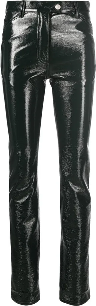 High-Waisted Faux-Leather Trousers
