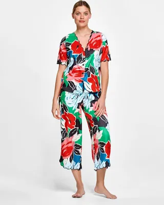 Floral Print Pyjama Set in Black