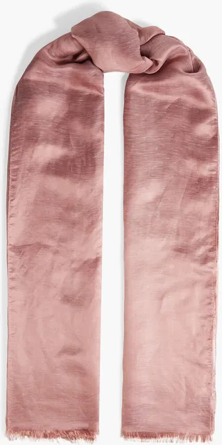Fringed linen and silk-blend gauze scarf
