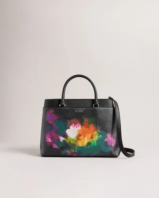 Large Art Print Handbag in Black