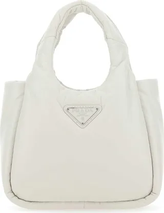 Prada Triangle Logo Plaque Tote Bag