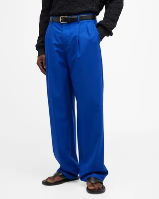 Men's Solid Silk-Wool Pants