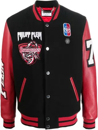 Embroidered-Logo College Bomber Jacket