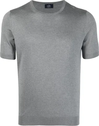 short-sleeve fine-knit silk T-shirt
