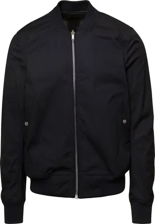 Black Reversible Bomber Jacket With Geometric Print All-over In Cotton Stretch Man