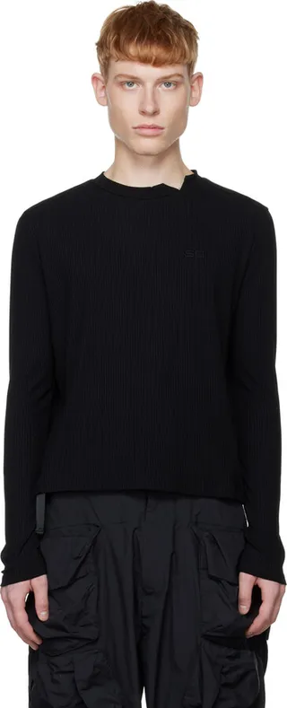 SPENCER BADU Black Crewneck Long Sleeve T-Shirt