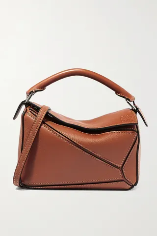 Loewe - Puzzle Mini Textured-leather Shoulder Bag - Brown