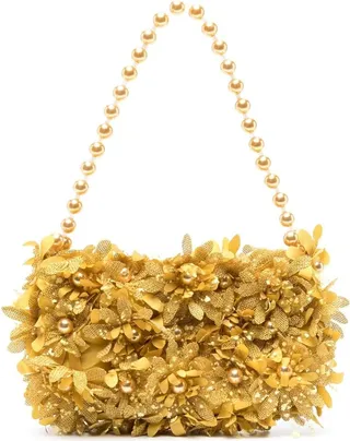 Yellow Inflorescence Taffeta Floral Shoulder Bag