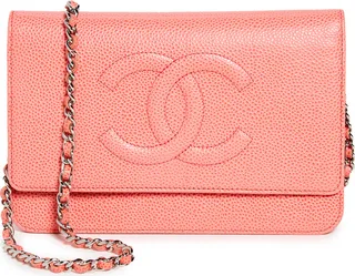 What Goes Around Comes Around Chanel Orange Caviar Timeless CC Wallet On Chain