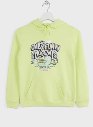 Girls Graphic Printed Hoodie With Pocket