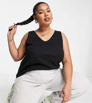 ASOS DESIGN Curve ultimate tank top with scoop neck in cotton in black - BLACK