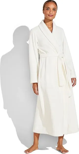 Eberjey Chalet - The Plush Robe with Ribbon (Ivory) Women's Robe