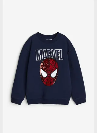 Kids Spiderman Reversible Sequin Motif Sweatshirt
