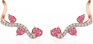 Mirage Pink Gold Earrings with Diamonds and Pink Sapphires