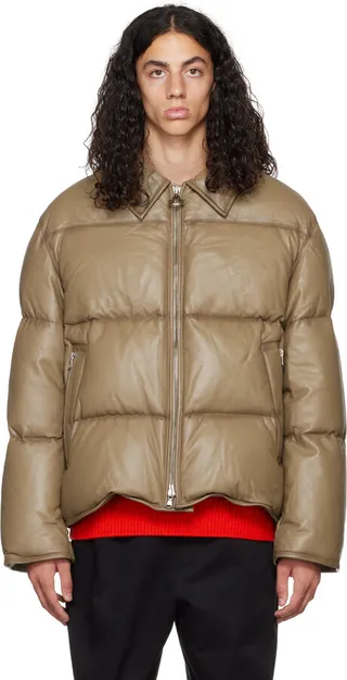 Solid Homme Brown Down Leather Jacket