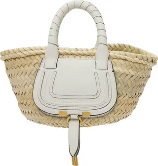 Chloé White & Beige Mini Marcie Tote