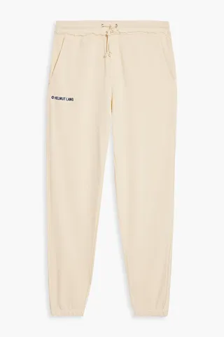 Embroidered French cotton-terry sweatpants