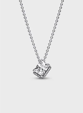 Rectangular Sparkling Halo Collier Necklace