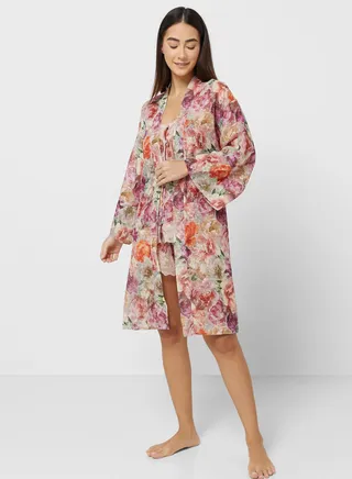 Floral Print Robe
