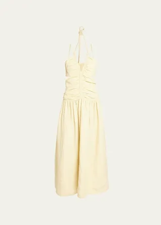 Halter Cutout Linen Dress