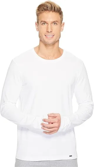 Hanro Living Long Sleeve Crew Neck Shirt (White) Men's T Shirt