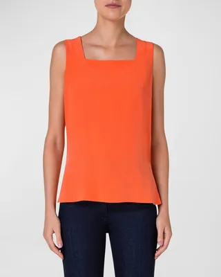 Square Neck Silk Blouse