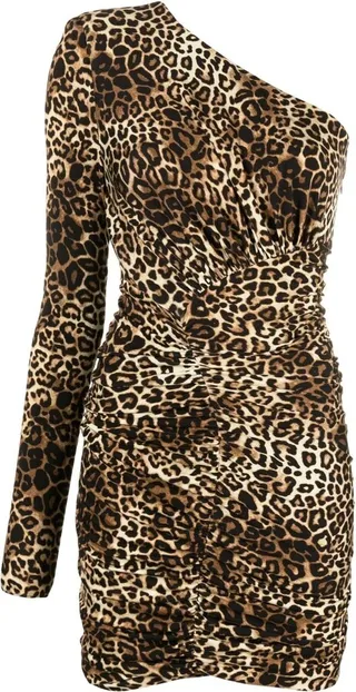 One-Shoulder Leopard-Print Minidress