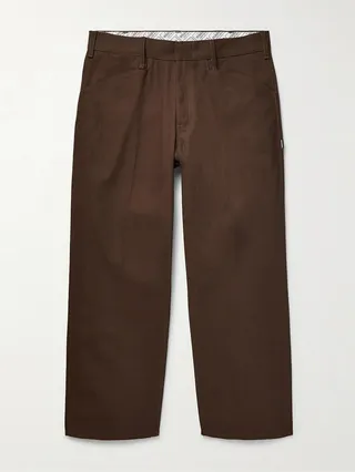 Wide-Leg Cropped Drill Trousers