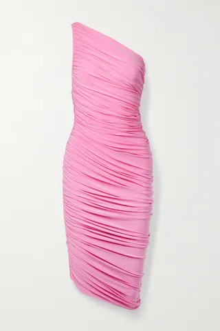 Norma Kamali - Diana Ruched Stretch-jersey Dress - Pink