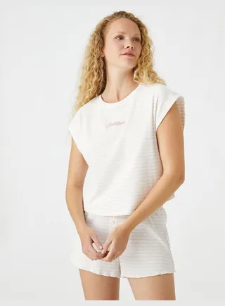 Embroidered Pyjama Top Short Sleeve