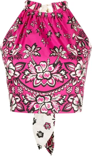 Paisley-Print Halterneck Cotton Top