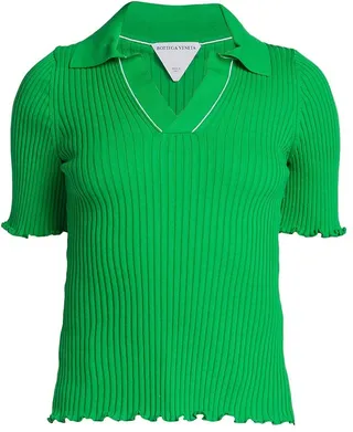 Rib-Knit Polo Top