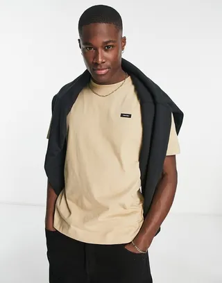 Calvin Klein small box logo t-shirt in tan