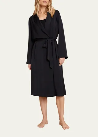 Notched-Collar Washed Satin Robe