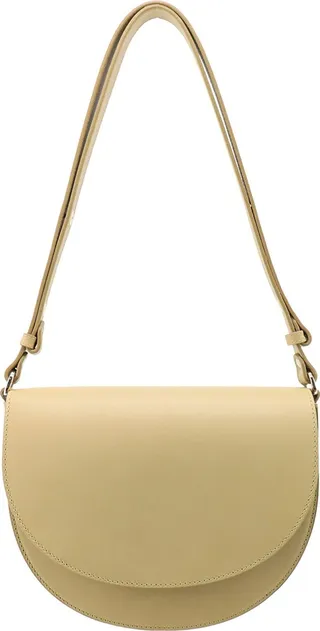 Leather shoulder bag with back logo
