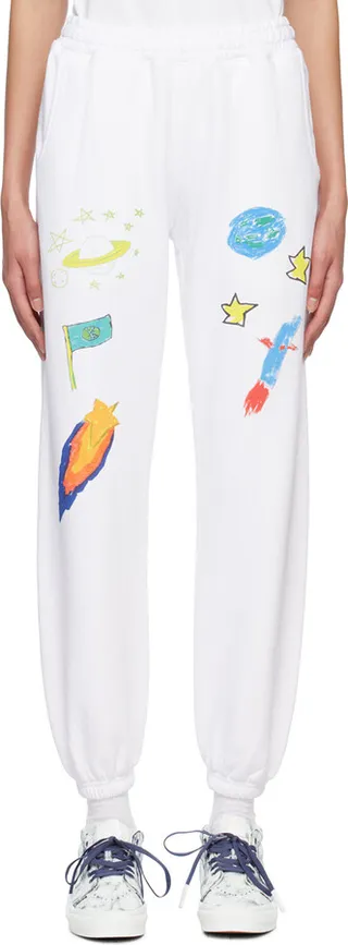 Kids Worldwide White Saturn Lounge Pants