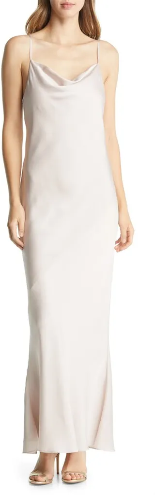 Cowl Neck Satin Gown