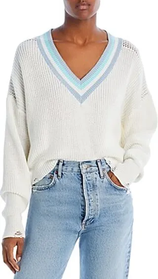 Vintage Havana Cotton V Neck Sweater